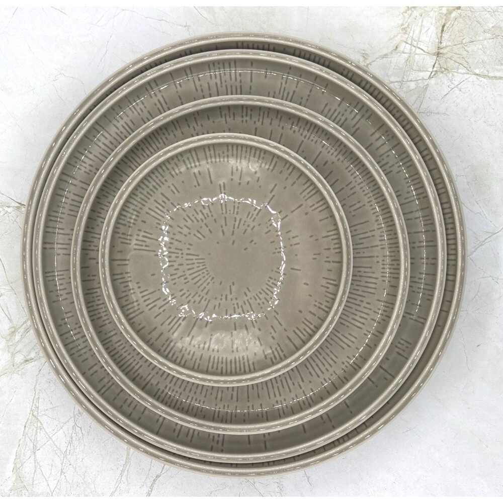 Schönwald Germany 620 Porcelain Plate Set of 4 Radial Pattern Gray‎ Frost Shiro